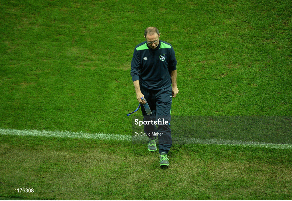21 June 2016; Republic of Ireland manager Martin O'Neill walks off the pitch at Grand Stade Lille Métropole, Lille, France Photo by David Maher/Sportsfile