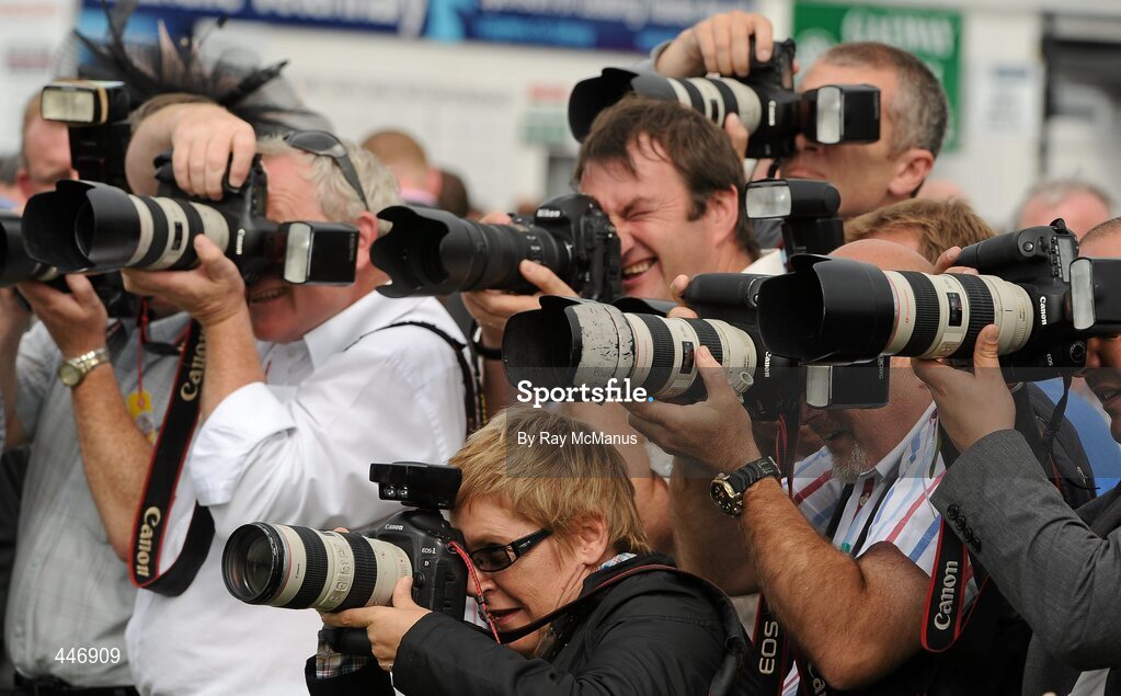 29 July 2010; Press photographers at work during Ladies day at the races. Galway Racing Festival 2010, Ballybrit, Galway. Picture credit: Ray McManus / SPORTSFILE