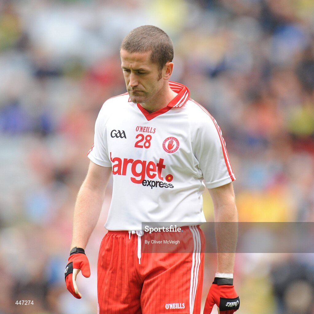 31 July 2010; A dejected Stephen O'Neill, Tyrone, leaves the field after the game. GAA Football All-Ireland Senior Championship Quarter-Final, Tyrone v Dublin, Croke Park, Dublin. Picture credit: Oliver McVeigh / SPORTSFILE