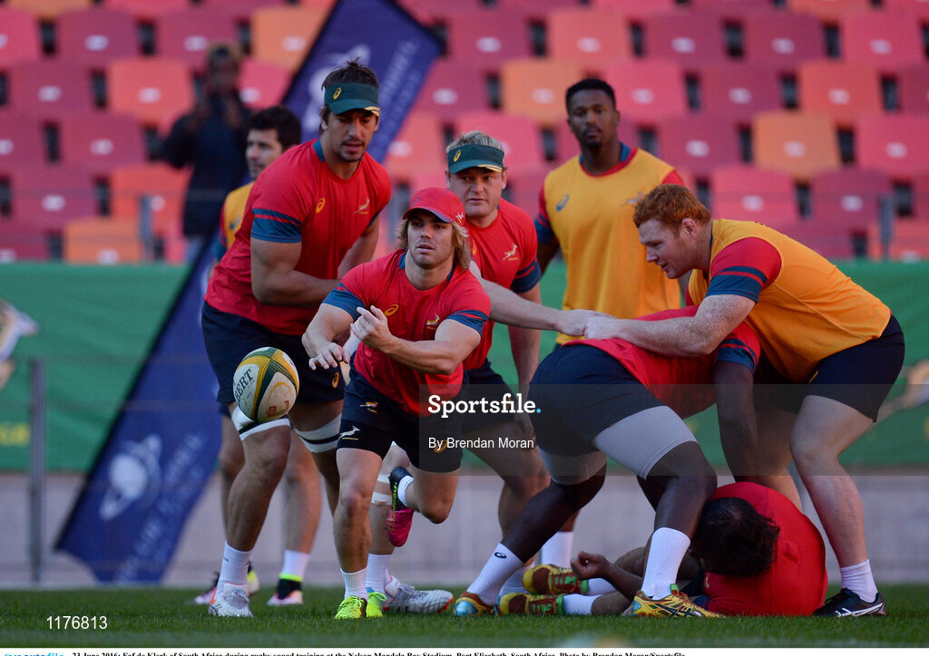 23 June 2016; Faf de Klerk of South Africa during rugby squad training at the Nelson Mandela Bay Stadium, Port Elizabeth, South Africa. Photo by Brendan Moran/Sportsfile