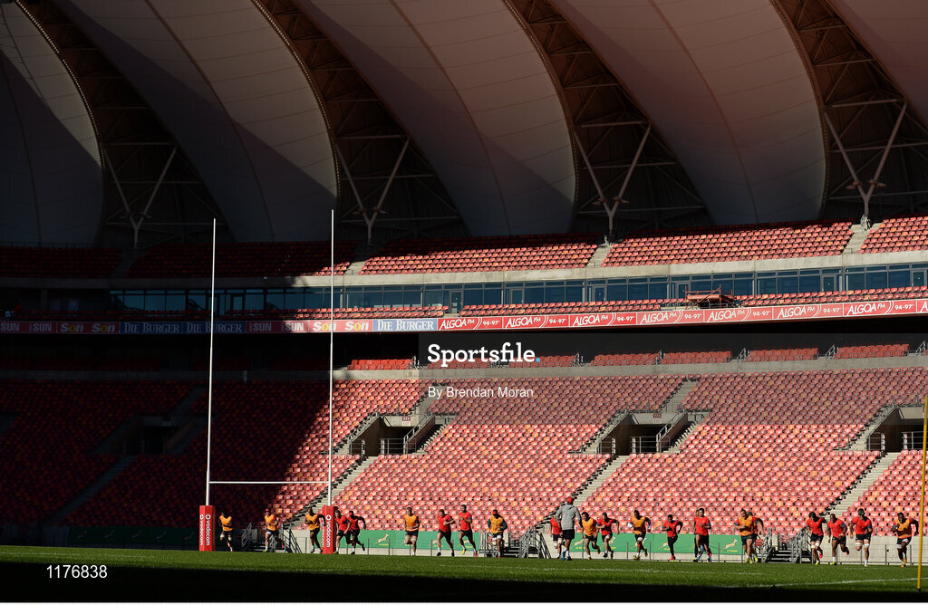 23 June 2016; The South Africa team during rugby squad training at the Nelson Mandela Bay Stadium, Port Elizabeth, South Africa. Photo by Brendan Moran/Sportsfile