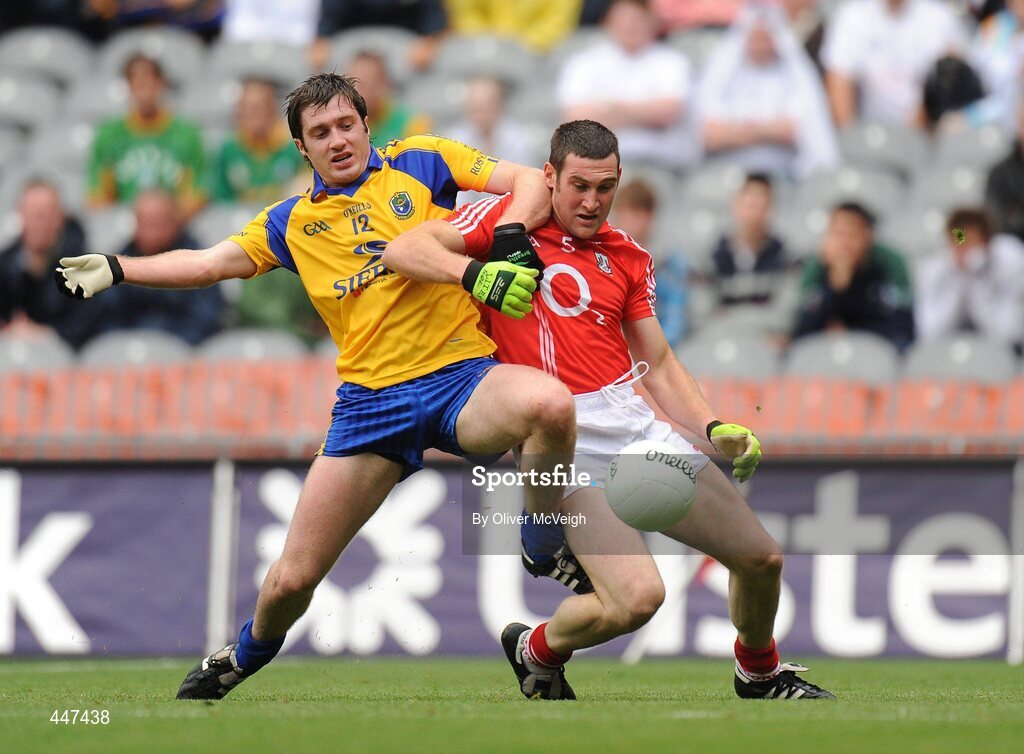 1 August 2010; Cathal Cregg, Roscommon, in action against Noel O'Leary, Cork. GAA Football All-Ireland Senior Championship Quarter-Final, Roscommon v Cork, Croke Park, Dublin. Picture credit: Oliver McVeigh / SPORTSFILE