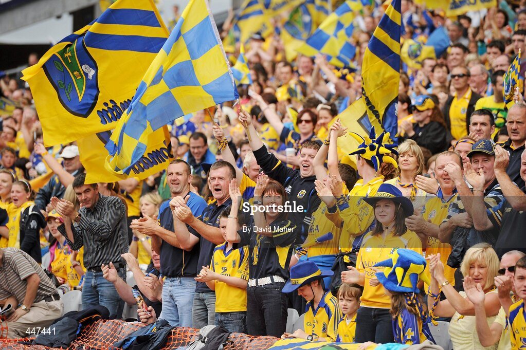 1 August 2010; Roscommon supporters cheer on their team. GAA Football All-Ireland Senior Championship Quarter-Final, Roscommon v Cork, Croke Park, Dublin. Picture credit: David Maher / SPORTSFILE