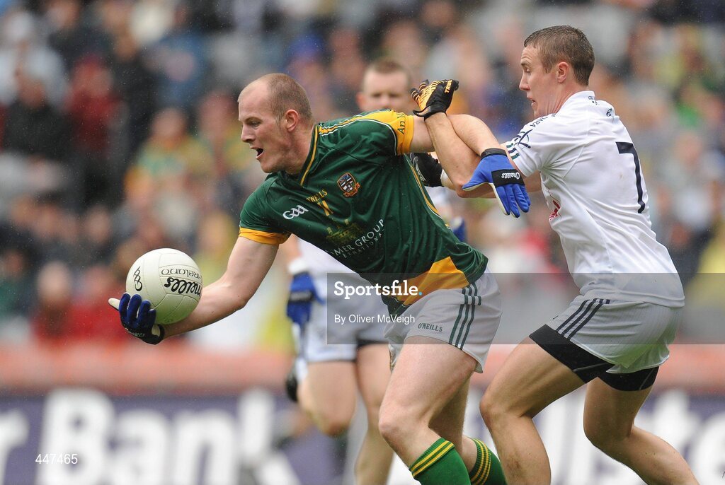 1 August 2010; Joe Sheridan, Meath, in action against Brian Flanagan, Kildare. GAA Football All-Ireland Senior Championship Quarter-Final, Meath v Kildare, Croke Park, Dublin. Picture credit: Oliver McVeigh / SPORTSFILE