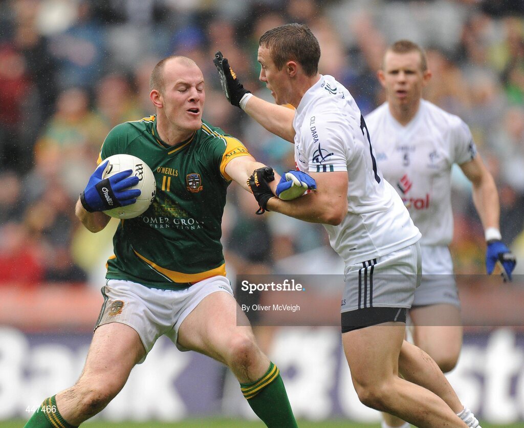 1 August 2010; Joe Sheridan, Meath, in action against Brian Flanagan, Kildare. GAA Football All-Ireland Senior Championship Quarter-Final, Meath v Kildare, Croke Park, Dublin. Picture credit: Oliver McVeigh / SPORTSFILE