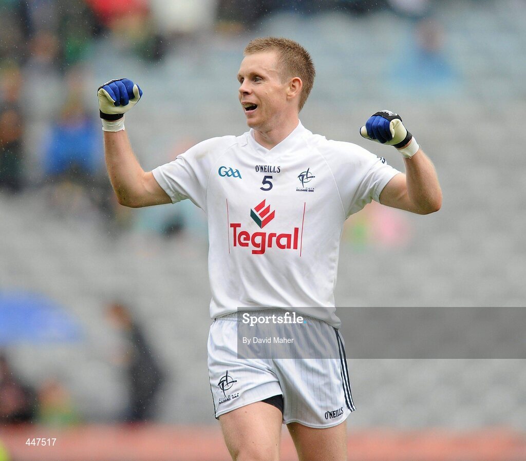 1 August 2010; Morgan O'Flaherty, Kildare, celebrates at the end of the game. GAA Football All-Ireland Senior Championship Quarter-Final, Meath v Kildare, Croke Park, Dublin. Picture credit: David Maher / SPORTSFILE