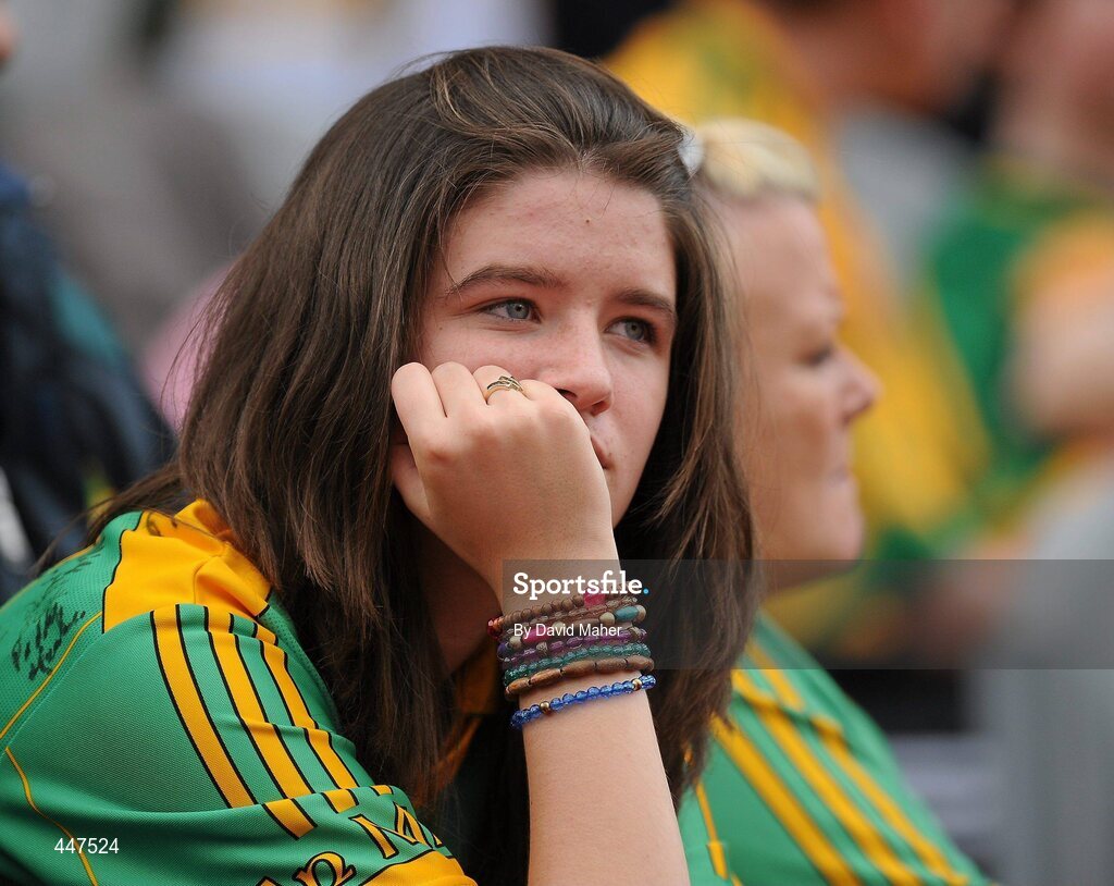 1 August 2010; A dejected Meath supporter at the end of the game. GAA Football All-Ireland Senior Championship Quarter-Final, Meath v Kildare, Croke Park, Dublin. Picture credit: David Maher / SPORTSFILE