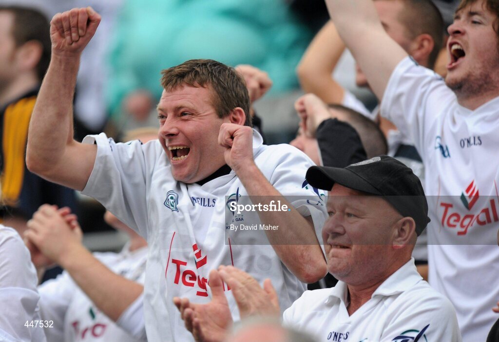 1 August 2010; Kildare supporters celebrate at the end of the game. GAA Football All-Ireland Senior Championship Quarter-Final, Meath v Kildare, Croke Park, Dublin. Picture credit: David Maher / SPORTSFILE