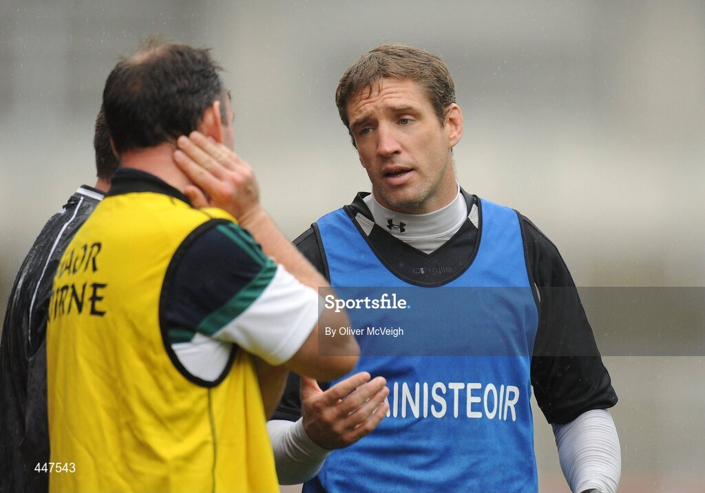 1 August 2010; Kildare manager Kieran McGeeney, right with his selectors Aidan O'Rourke and Niall Carew near the end of the game. GAA Football All-Ireland Senior Championship Quarter-Final, Meath v Kildare, Croke Park, Dublin. Picture credit: Oliver McVeigh / SPORTSFILE