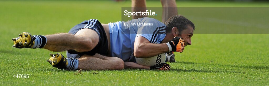 31 July 2010; Alan Brogan gestures to Dublin supporters on Hill 16 after winning a free late in the game. GAA Football All-Ireland Senior Championship Quarter-Final, Tyrone v Dublin, Croke Park, Dublin. Picture credit: Ray McManus / SPORTSFILE