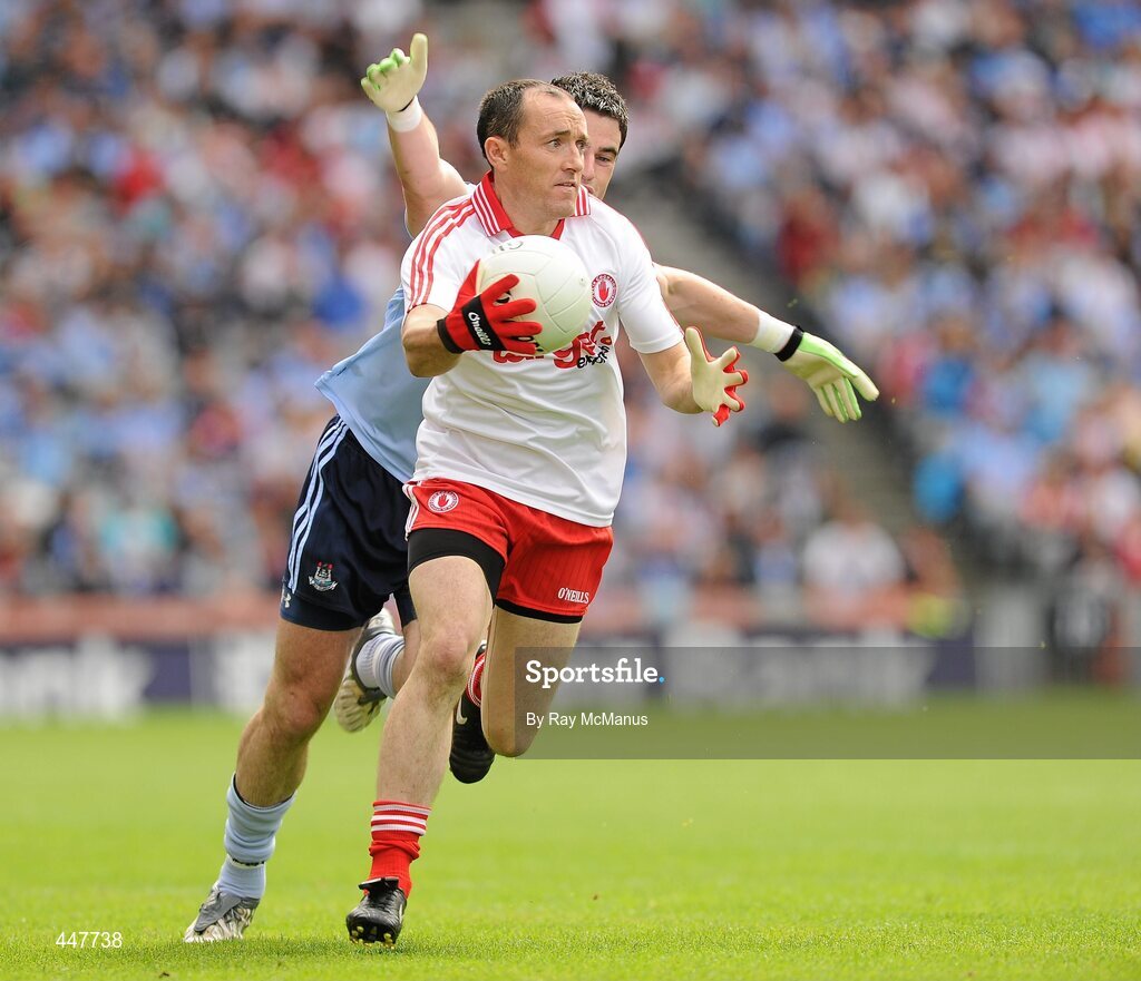 31 July 2010; Brian Dooher, Tyrone, in action against Ross McConnell, Dublin. GAA Football All-Ireland Senior Championship Quarter-Final, Tyrone v Dublin, Croke Park, Dublin. Picture credit: Ray McManus / SPORTSFILE