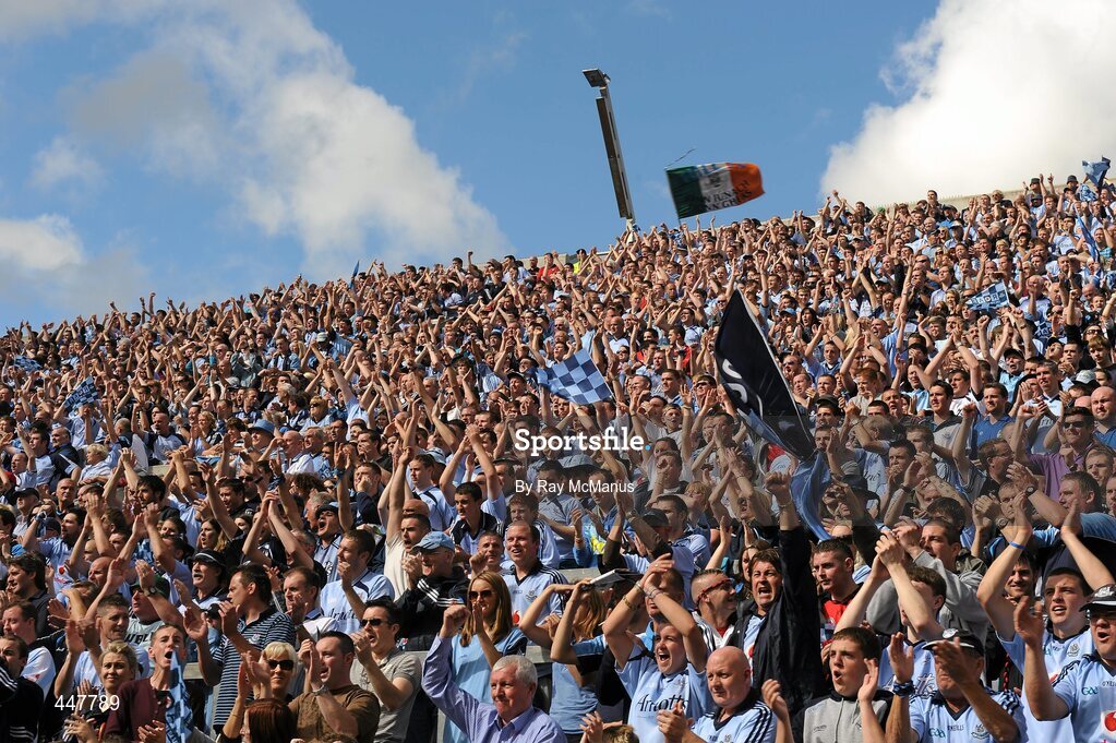 31 July 2010; Dublin supporters on Hill 16. GAA Football All-Ireland Senior Championship Quarter-Final, Tyrone v Dublin, Croke Park, Dublin. Picture credit: Ray McManus / SPORTSFILE