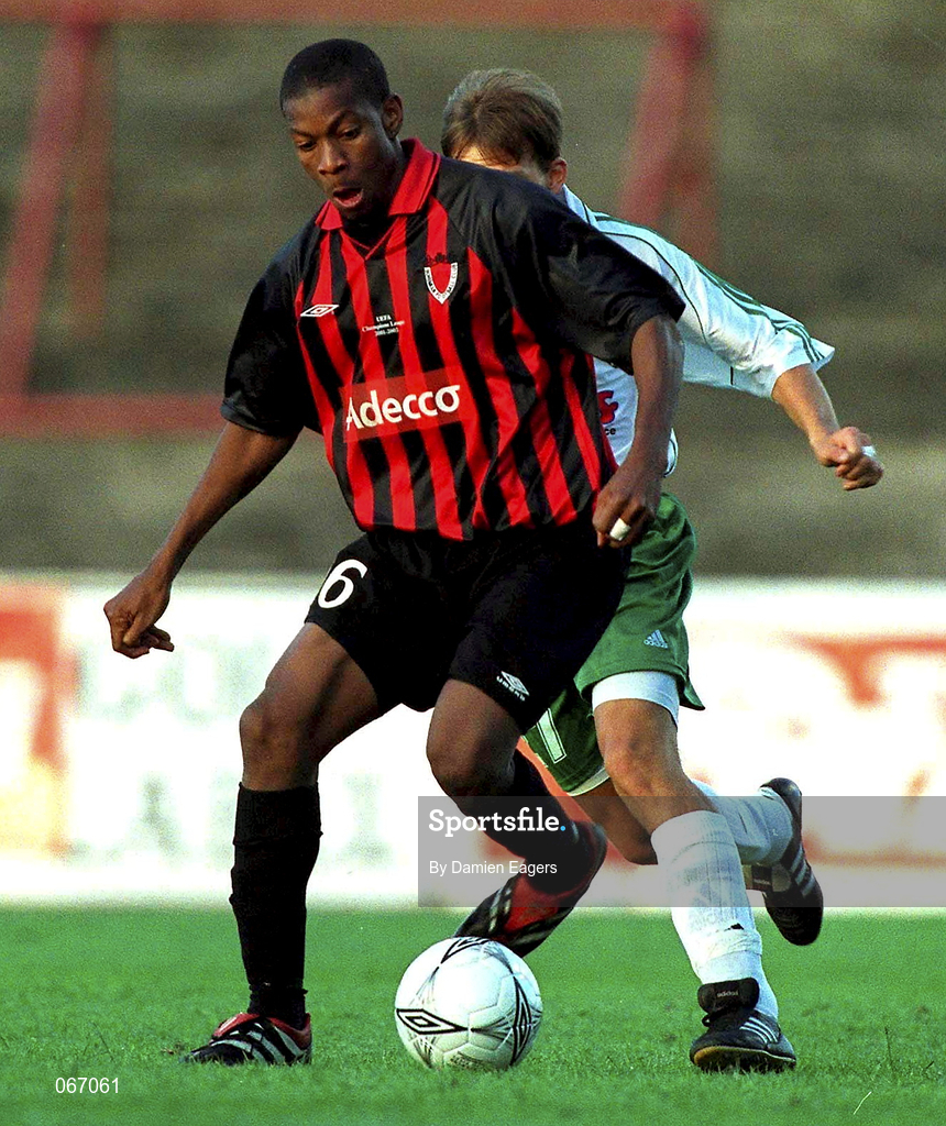11 July 2001; Avery John of Bohemians during the UEFA Champions League First Qualifying Round First Leg match between Bohemians and FC Levadia Maardu at Dalymount Park in Dublin. Photo by Damien Eagers/Sportsfile