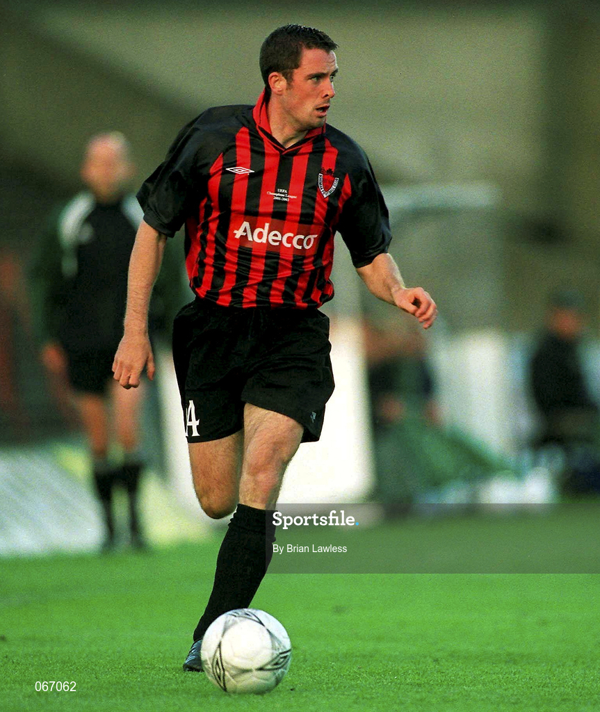 11 July 2001; Fergal Harkin of Bohemians during the UEFA Champions League First Qualifying Round First Leg match between Bohemians and FC Levadia Maardu at Dalymount Park in Dublin. Photo by Brian Lawless/Sportsfile