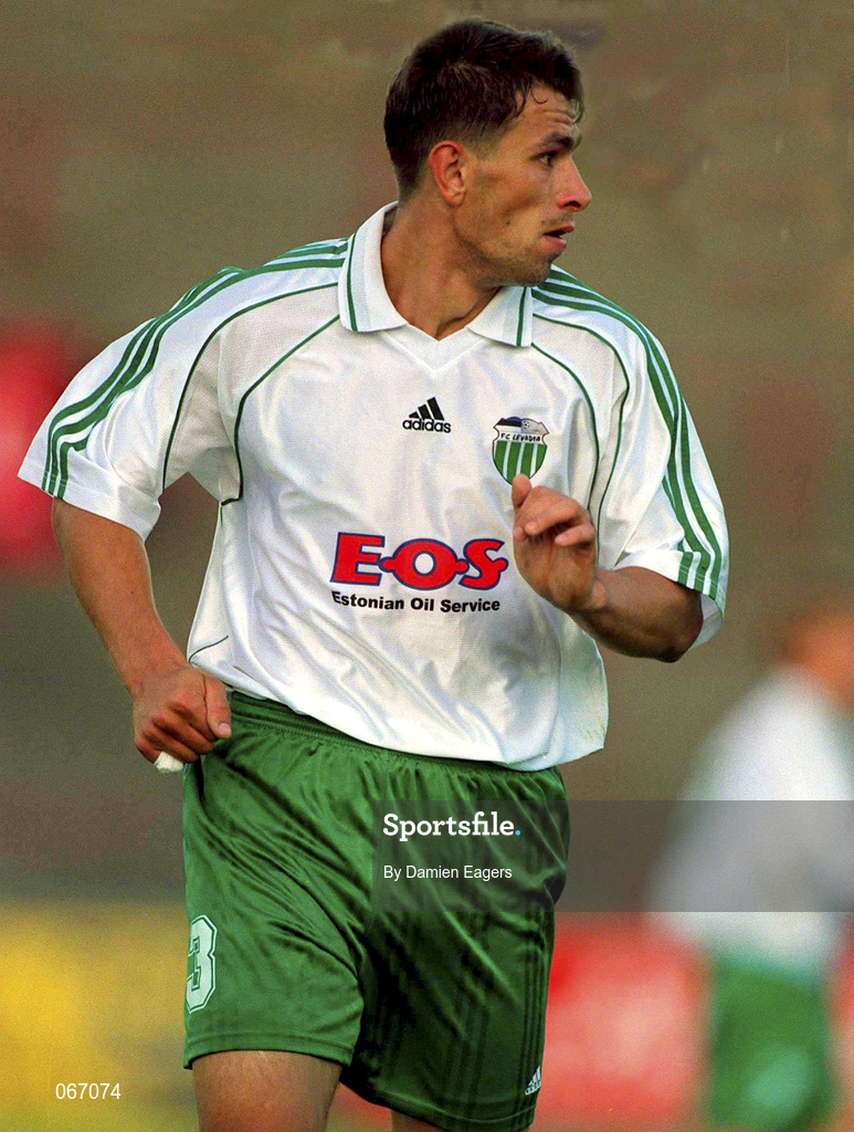 11 July 2001; Oleksander Tatarinov of FC Levadia Maardu during the UEFA Champions League First Qualifying Round First Leg match between Bohemians and FC Levadia Maardu at Dalymount Park in Dublin. Photo by Damien Eagers/Sportsfile