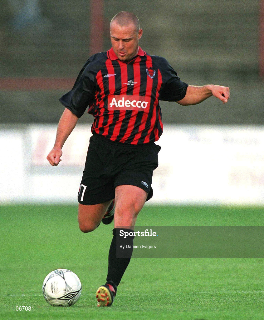11 July 2001; Paul Byrne of Bohemians during the UEFA Champions League First Qualifying Round First Leg match between Bohemians and FC Levadia Maardu at Dalymount Park in Dublin. Photo by Damien Eagers/Sportsfile