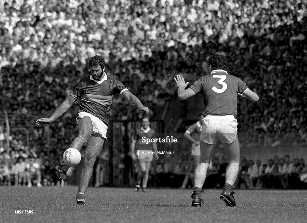 26 July 1987; Eoin Liston of Kerry in action against Colman Corrigan of Cork during the Munster Senior Football Championship Final between Cork and Kerry at Páirc Ui Chaoimh in Cork. Photo by Ray McManus/Sportsfile