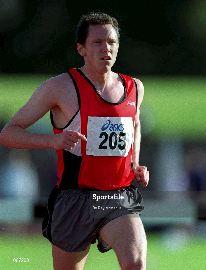 29 June 2001; Conor McGee of Lucan AC competing in the men's 5000m during the Dublin International Athletics meet at Morton Stadium in Santry, Dublin. Photo by Ray McManus/Sportsfile