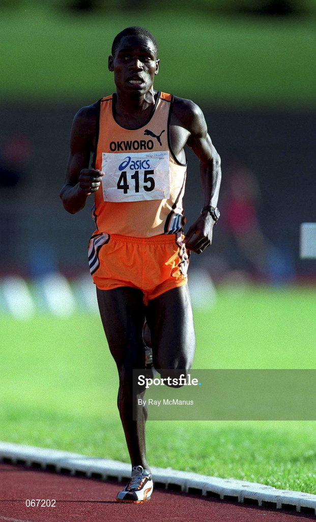 29 June 2001; George Okwora of Kenya competing in the men's 5000m during the Dublin International Athletics meet at Morton Stadium in Santry, Dublin. Photo by Ray McManus/Sportsfile