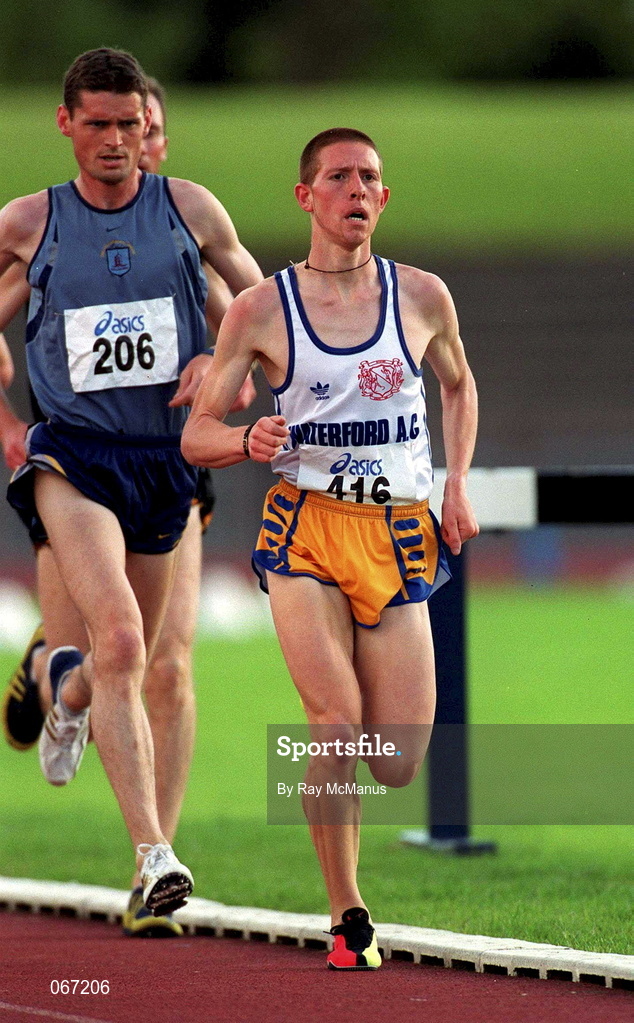 29 June 2001; Robert Wade of West Waterford competing in the men's 1500m during the Dublin International Athletics meet at Morton Stadium in Santry, Dublin. Photo by Ray McManus/Sportsfile