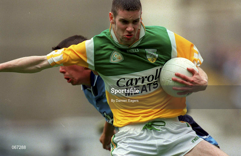 15 July 2001; Ciaran Reilly of Offaly in action against Mark Fitzgerald of Dublin during the Leinster Minor Football Championship Final match between Dublin and Offaly in Croke Park, Dublin. Photo by Damien Eagers/Sportsfile