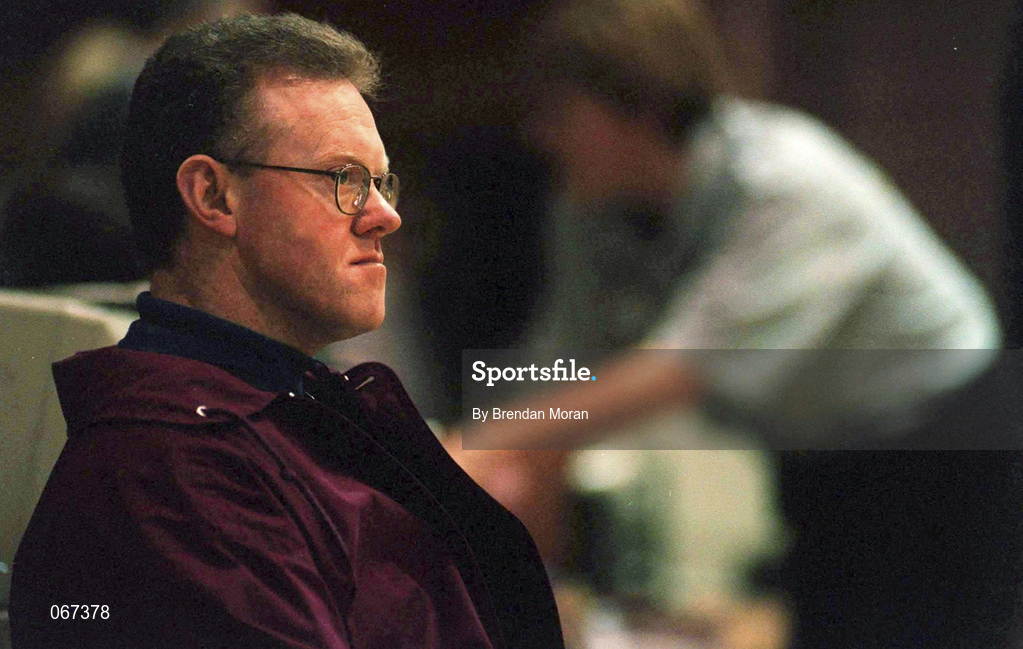 24 January 1998; Snowcream Waterford Wildcats head coach Gerry Fitzpatrick during the Sprite Women's Senior National Cup Semi-Final between Snowcream Waterford Wildcats and Meteors at the National Basketball Arena in Tallaght, Dublin. Photo by Brendan Moran/Sportsfile