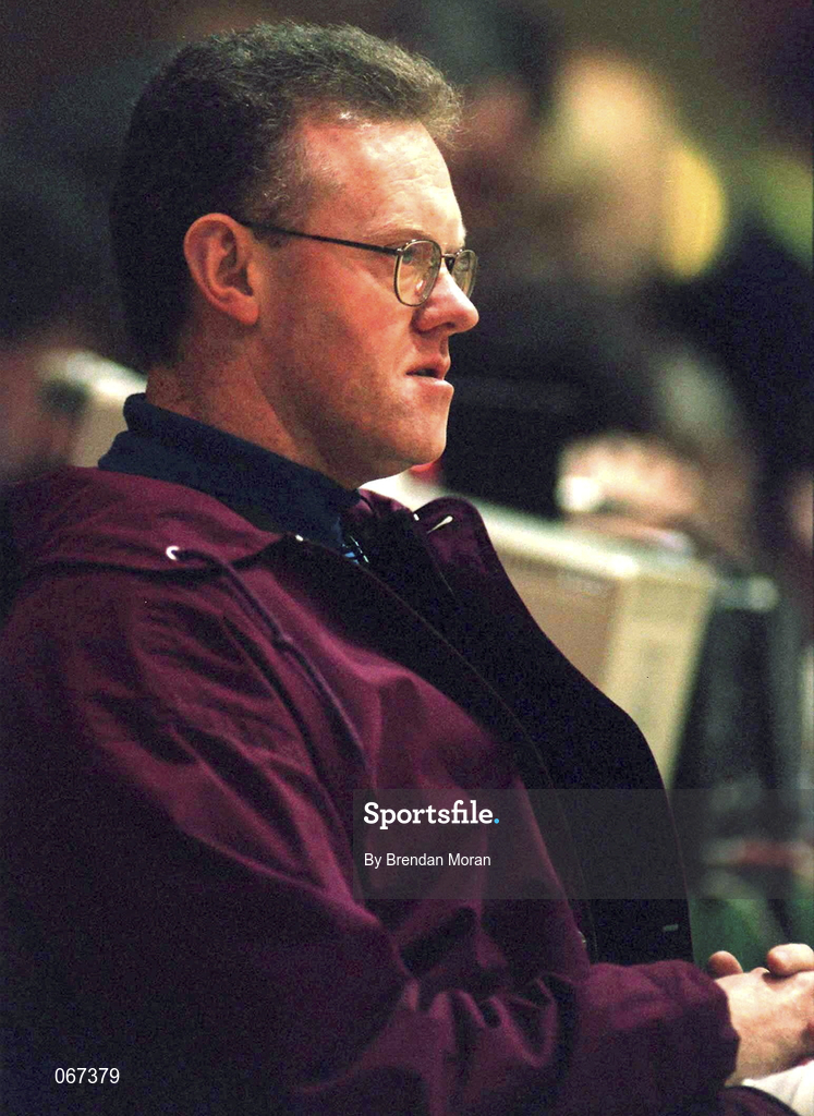 24 January 1998; Snowcream Waterford Wildcats head coach Gerry Fitzpatrick during the Sprite Women's Senior National Cup Semi-Final between Snowcream Waterford Wildcats and Meteors at the National Basketball Arena in Tallaght, Dublin. Photo by Brendan Moran/Sportsfile