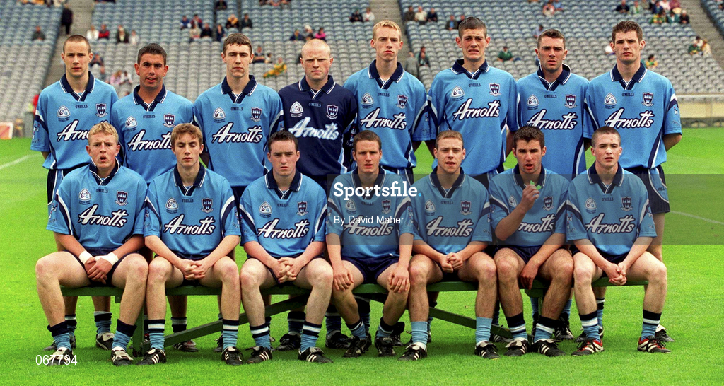 15 July 2001; The Dublin team prior to the Leinster Minor Football Championship Final match between Dublin and Offaly in Croke Park, Dublin. Photo by David Maher/Sportsfile