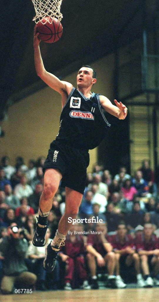 25 January 1998; Damien Sealy of Denny Notre Dame during the Sprite Men's Senior National Cup Final between Denny Notre Dame and Neptune at the National Basketball Arena in Tallaght, Dublin. Photo by Brendan Moran/Sportsfile