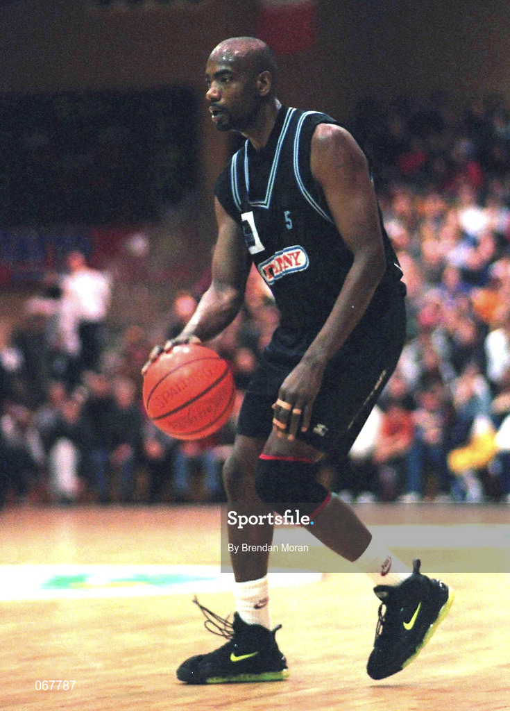 25 January 1998; Lennie McMillan of Denny Notre Dame during the Sprite Men's Senior National Cup Final between Denny Notre Dame and Neptune at the National Basketball Arena in Tallaght, Dublin. Photo by Brendan Moran/Sportsfile