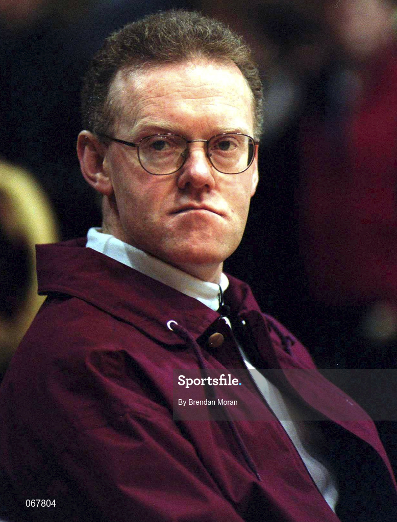 25 January 1998; Snowcream Waterford Wildcats head coach Gerry Fitzpatrick during the Sprite Women's Senior National Cup Final between Snowcream Waterford Wildcats and Opennet Naomh Mhuire at the National Basketball Arena in Tallaght, Dublin. Photo by Brendan Moran/Sportsfile