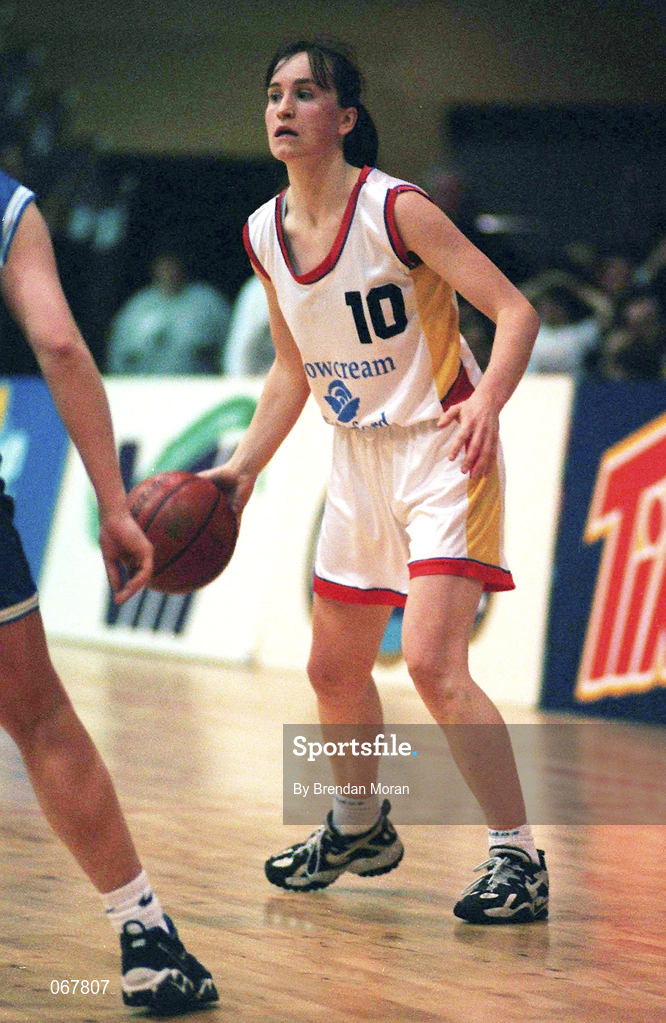 25 January 1998; Michelle Maguire of Snowcream Waterford Wildcats during the Sprite Women's Senior National Cup Final between Snowcream Waterford Wildcats and Opennet Naomh Mhuire at the National Basketball Arena in Tallaght, Dublin. Photo by Brendan Moran/Sportsfile