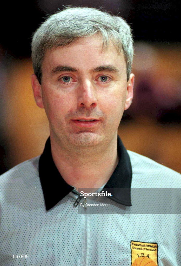 25 January 1998; Referee Pat Kiely prior to the Sprite Men's Senior National Cup Final between Denny Notre Dame and Neptune at the National Basketball Arena in Tallaght, Dublin. Photo by Brendan Moran/Sportsfile