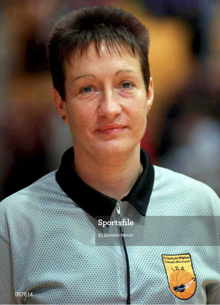 25 January 1998; Referee Denise Rice prior to the Sprite Women's Senior National Cup Final between Snowcream Waterford Wildcats and Opennet Naomh Mhuire at the National Basketball Arena in Tallaght, Dublin. Photo by Brendan Moran/Sportsfile