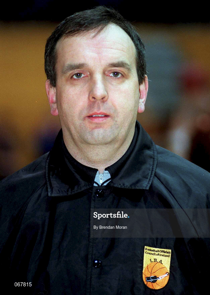 25 January 1998; Referee Eamon O Laogain prior to the Sprite Women's Senior National Cup Final between Snowcream Waterford Wildcats and Opennet Naomh Mhuire at the National Basketball Arena in Tallaght, Dublin. Photo by Brendan Moran/Sportsfile