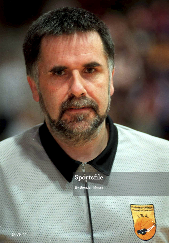 25 January 1998; Referee Richard Dunne prior to the Sprite Women's Senior National Cup Final between Snowcream Waterford Wildcats and Opennet Naomh Mhuire at the National Basketball Arena in Tallaght, Dublin. Photo by Brendan Moran/Sportsfile