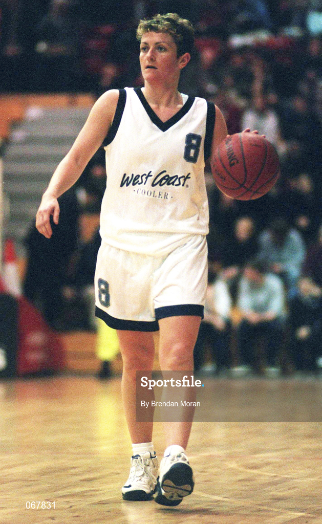 24 January 1998; Angie McNally of Meteors during the Sprite Women's Senior National Cup Semi-Final between Snowcream Waterford Wildcats and Meteors at the National Basketball Arena in Tallaght, Dublin. Photo by Brendan Moran/Sportsfile