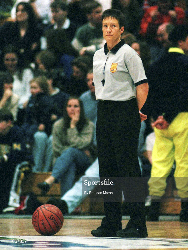 24 January 1998; Referee Denise Rice during the Sprite Men's Senior National Cup Semi-Final between Neptune and Tolka Rovers at the National Basketball Arena in Tallaght, Dublin. Photo by Brendan Moran/Sportsfile