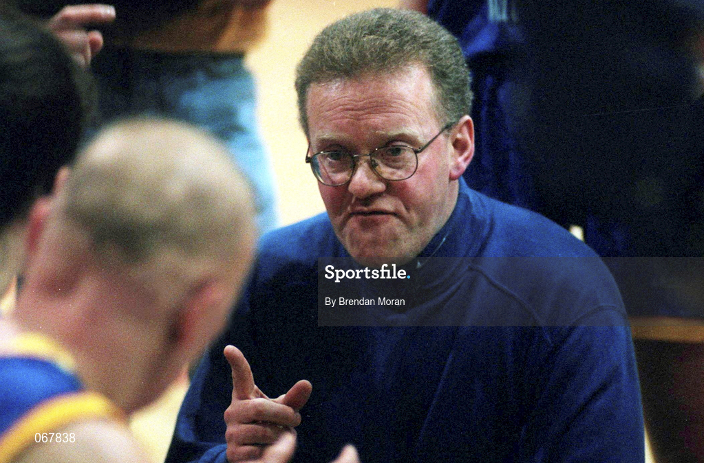 24 January 1998; Snowcream Waterford Wildcats head coach Gerry Fitzpatrick during the Sprite Women's Senior National Cup Semi-Final between Snowcream Waterford Wildcats and Meteors at the National Basketball Arena in Tallaght, Dublin. Photo by Brendan Moran/Sportsfile