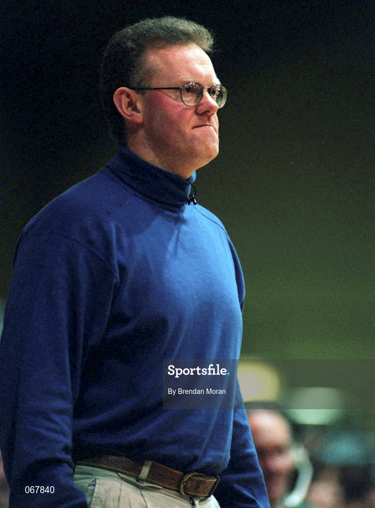 24 January 1998; Snowcream Waterford Wildcats head coach Gerry Fitzpatrick during the Sprite Women's Senior National Cup Semi-Final between Snowcream Waterford Wildcats and Meteors at the National Basketball Arena in Tallaght, Dublin. Photo by Brendan Moran/Sportsfile
