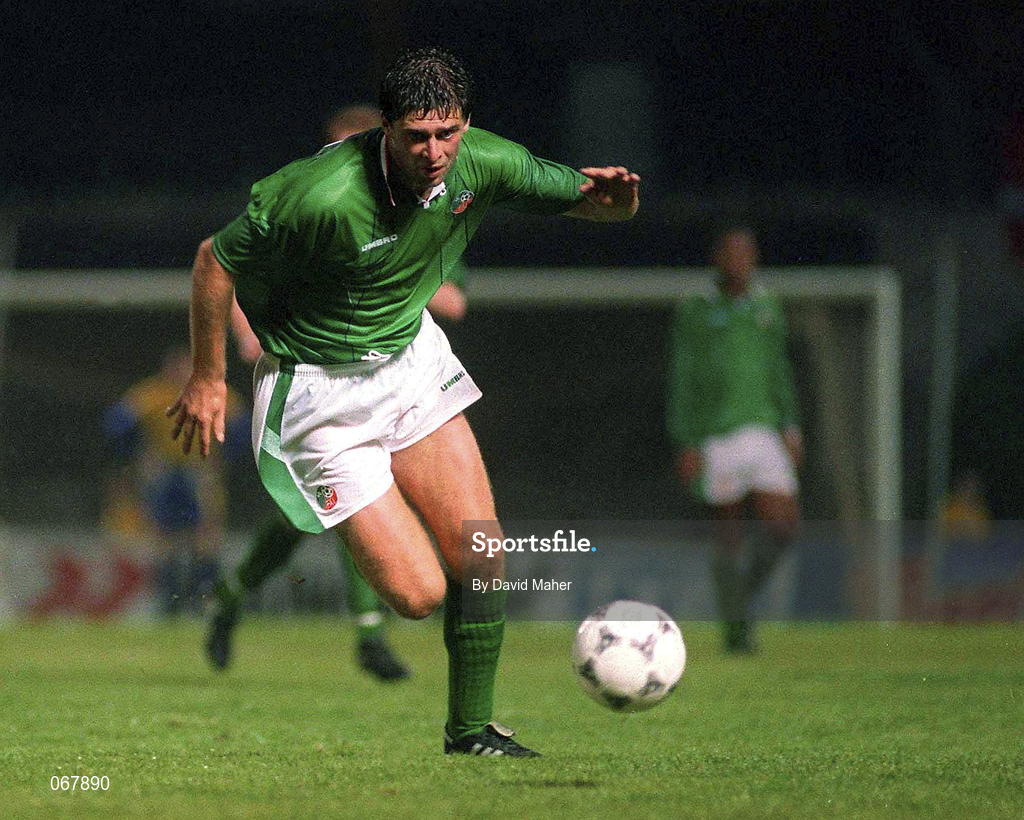 7 September 1994; Niall Quinn of Republic of Ireland during the UEFA EURO1996 Group 6 Qualifying match between Latvia and Republic of Ireland at Daugava National Stadium in Riga, Latvia. Photo by David Maher/Sportsfile