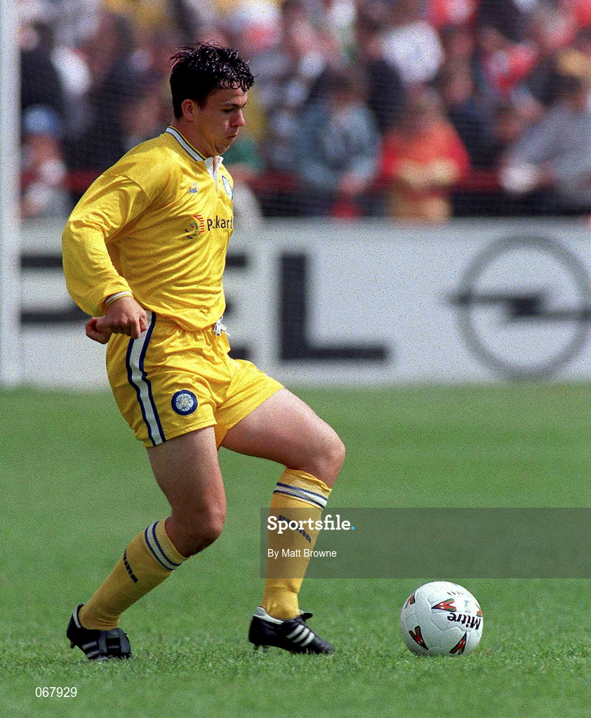 26 July 1997; Ian Harte of Leeds United during the Pre-season Friendly between Shelbourne and Leeds United at Tolka Park in Dublin. Photo by Matt Browne/Sportsfile