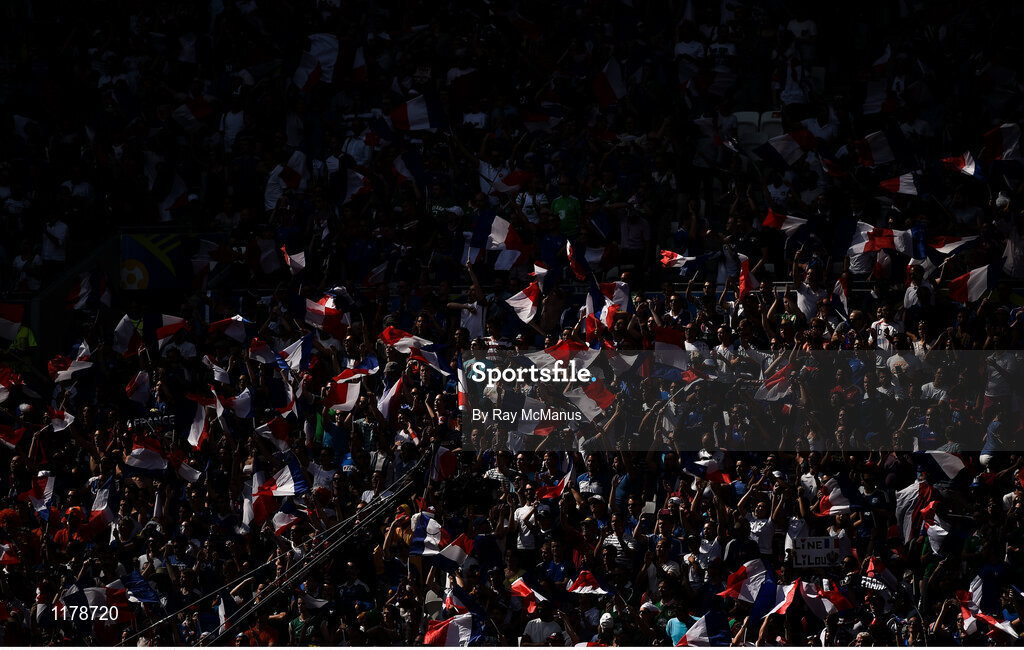 26 June 2016; France supporters during the UEFA Euro 2016 Round of 16 match between France and Republic of Ireland at Stade des Lumieres in Lyon, France. Photo by Ray McManus/Sportsfile