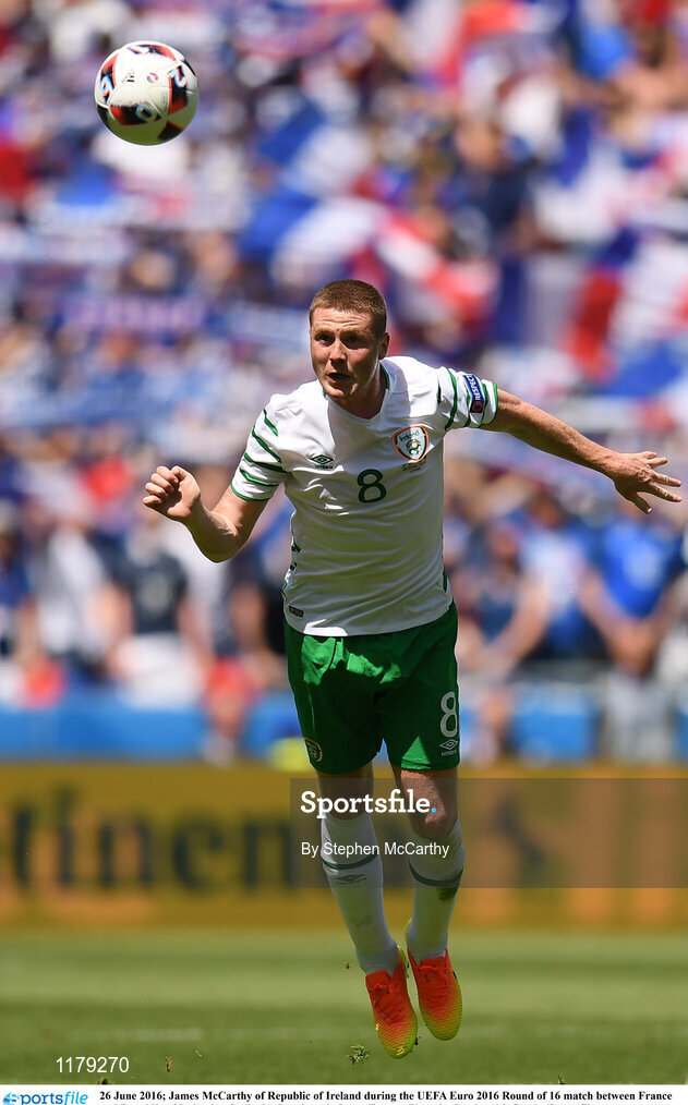 26 June 2016; James McCarthy of Republic of Ireland during the UEFA Euro 2016 Round of 16 match between France and Republic of Ireland at Stade des Lumieres in Lyon, France. Photo by Stephen McCarthy/Sportsfile