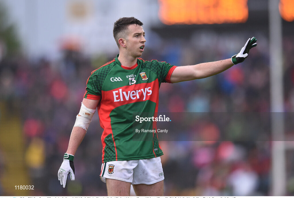 18 June 2016; Evan Regan of Mayo during the Connacht GAA Football Senior Championship Semi-Final match between Mayo and Galway at Elverys MacHale Park in Castlebar, Co Mayo. Photo by Ramsey Cardy/Sportsfile
