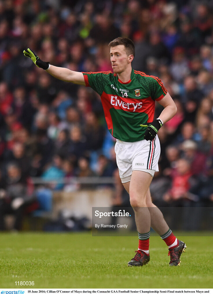 18 June 2016; Cillian O’Connor of Mayo during the Connacht GAA Football Senior Championship Semi-Final match between Mayo and Galway at Elverys MacHale Park in Castlebar, Co Mayo. Photo by Ramsey Cardy/Sportsfile