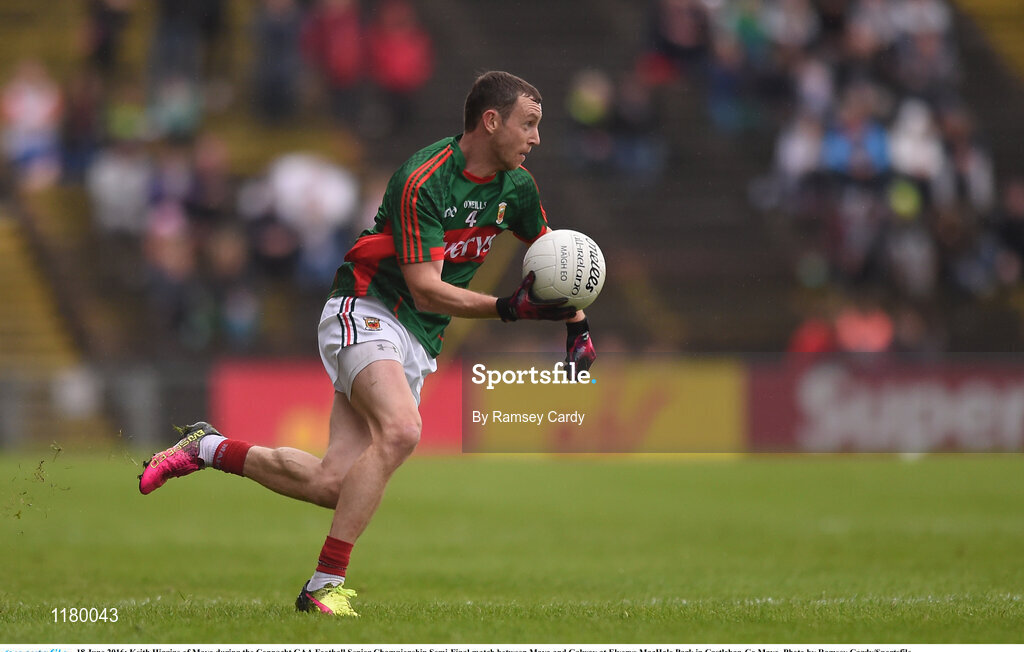 18 June 2016; Keith Higgins of Mayo during the Connacht GAA Football Senior Championship Semi-Final match between Mayo and Galway at Elverys MacHale Park in Castlebar, Co Mayo. Photo by Ramsey Cardy/Sportsfile