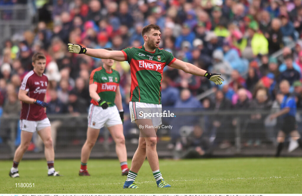18 June 2016; Aidan O’Shea of Mayo during the Connacht GAA Football Senior Championship Semi-Final match between Mayo and Galway at Elverys MacHale Park in Castlebar, Co Mayo. Photo by Ramsey Cardy/Sportsfile