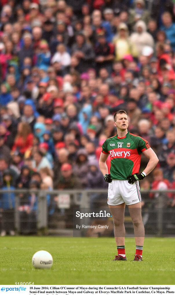 18 June 2016; Cillian O’Connor of Mayo during the Connacht GAA Football Senior Championship Semi-Final match between Mayo and Galway at Elverys MacHale Park in Castlebar, Co Mayo. Photo by Ramsey Cardy/Sportsfile