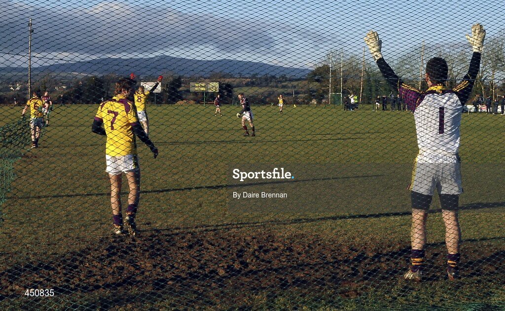 31 January 2010; Denis Glennon, Westmeath, takes a 21 metre free. O'Byrne Shield Semi-Final, Pairc Ui Siochan, Wexford v Westmeath, Gorey, Co. Wexford. Picture credit: Daire Brennan / SPORTSFILE